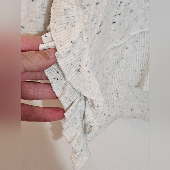 Anthropologie Postmark Blue & White Gia Sweater Womens XS Lightweight Ruffled - Picture 7 of 13